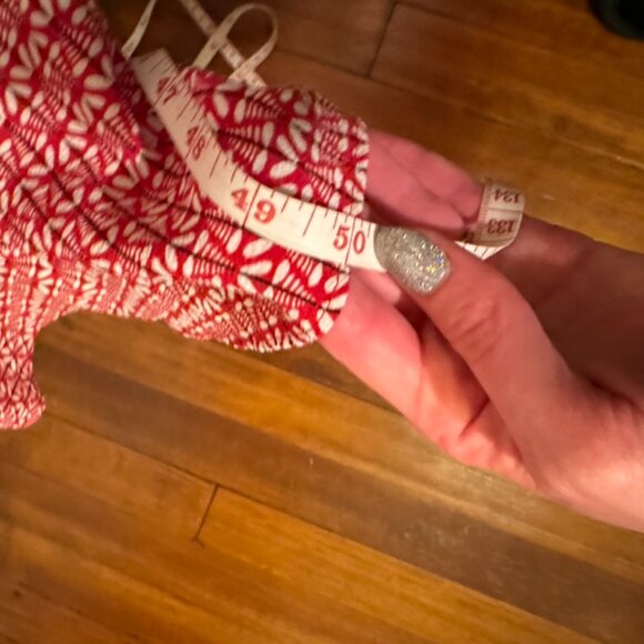 Max Studio Women's Ruffle Crepe High/Low Wrap Red and White Print Midi Dress - Picture 6 of 7